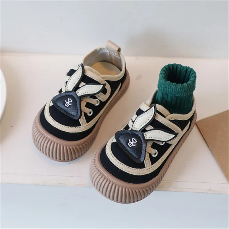 2023 New Autumn Children Canvas Shoes Cartoon Rabbit Outdoor Kids Tennis Soft Sole Fashion Toddler Girls Sneakers EU 22-31