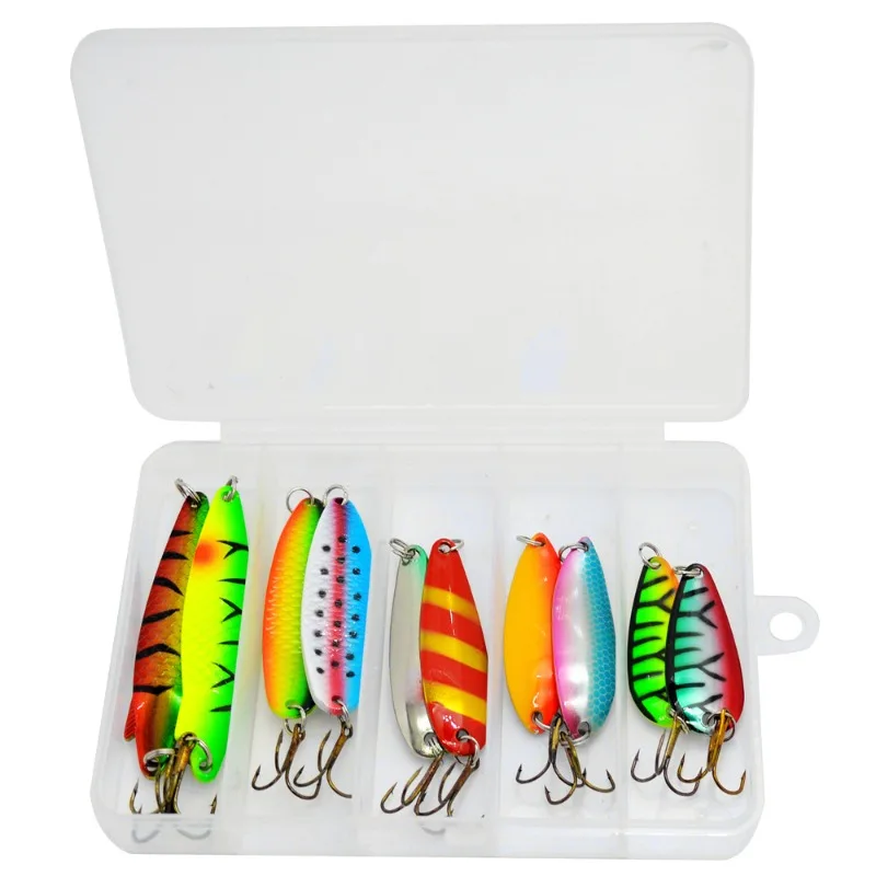 

10pcs 5.5g7g7.5g10g16gSpoon Sequins Lure Fishing Lure Metal Bait Single Trout Bass Hook Spinner Hard Bait Trout Bass Pike Winter