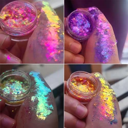 1Jar Sparkly Glitter Nail Opal Flakes Magic Mirror Aurora Nail Sequins Pigment Eye Shadow Color Shift Mermaid Nail Chrome Dust