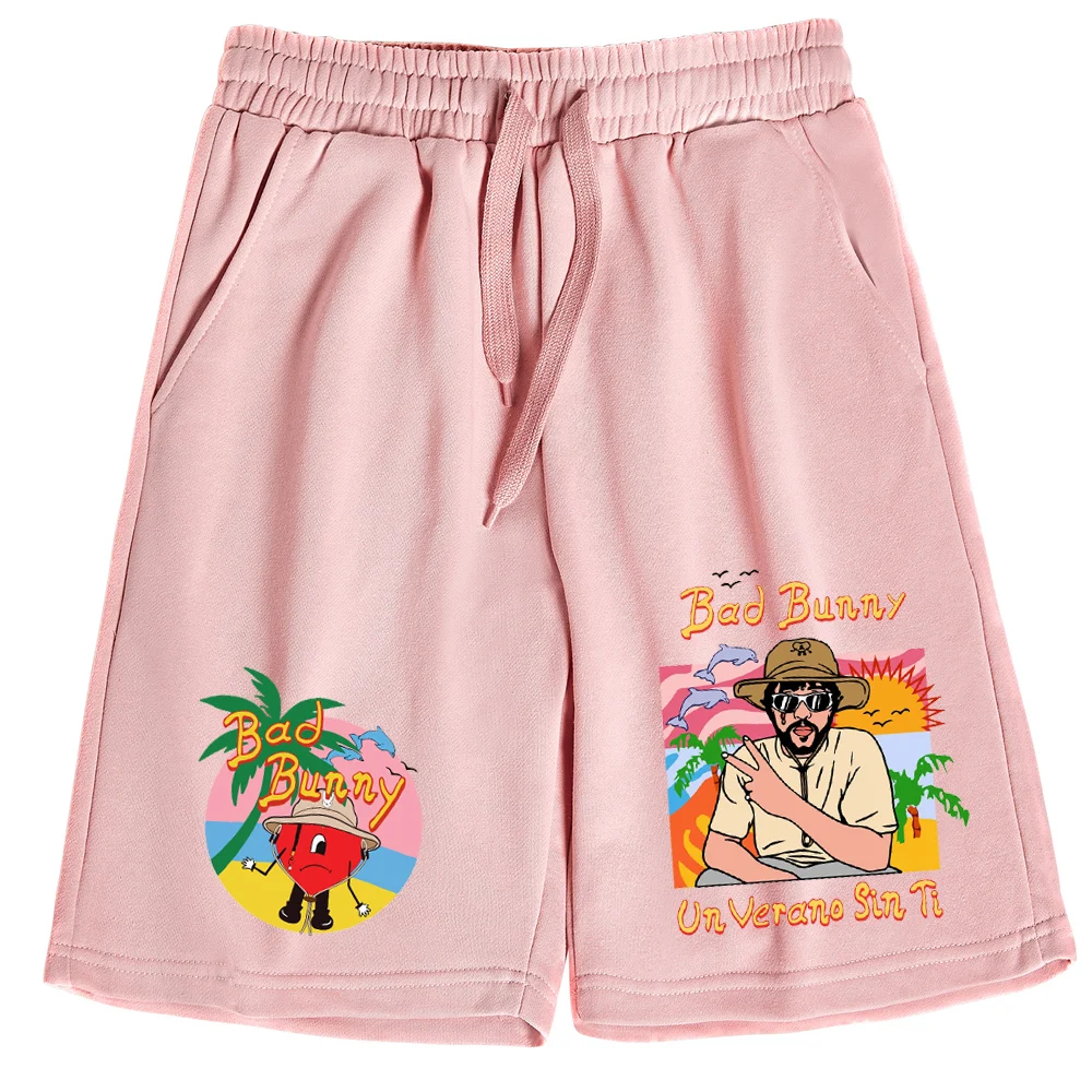 Pantalones de Un Verano Sin Ti Bad Bunny para hombre y mujer, pantalón corto de algodón 2024, informal, estampado, para playa y Verano