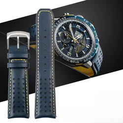 For Citizen Blue Angel Eco-Drive Men's Outdoor Business Advanced 8020/Jy8078 Air Eagle Arc Interface Genuine Leather Watch Strap