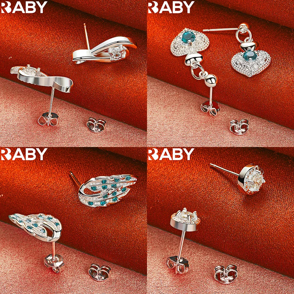 

URBABY 925 Sterling Silver Earrings Stud Earrings For Women Fashion Jewelry Charm Grace Noble Wedding Accessories