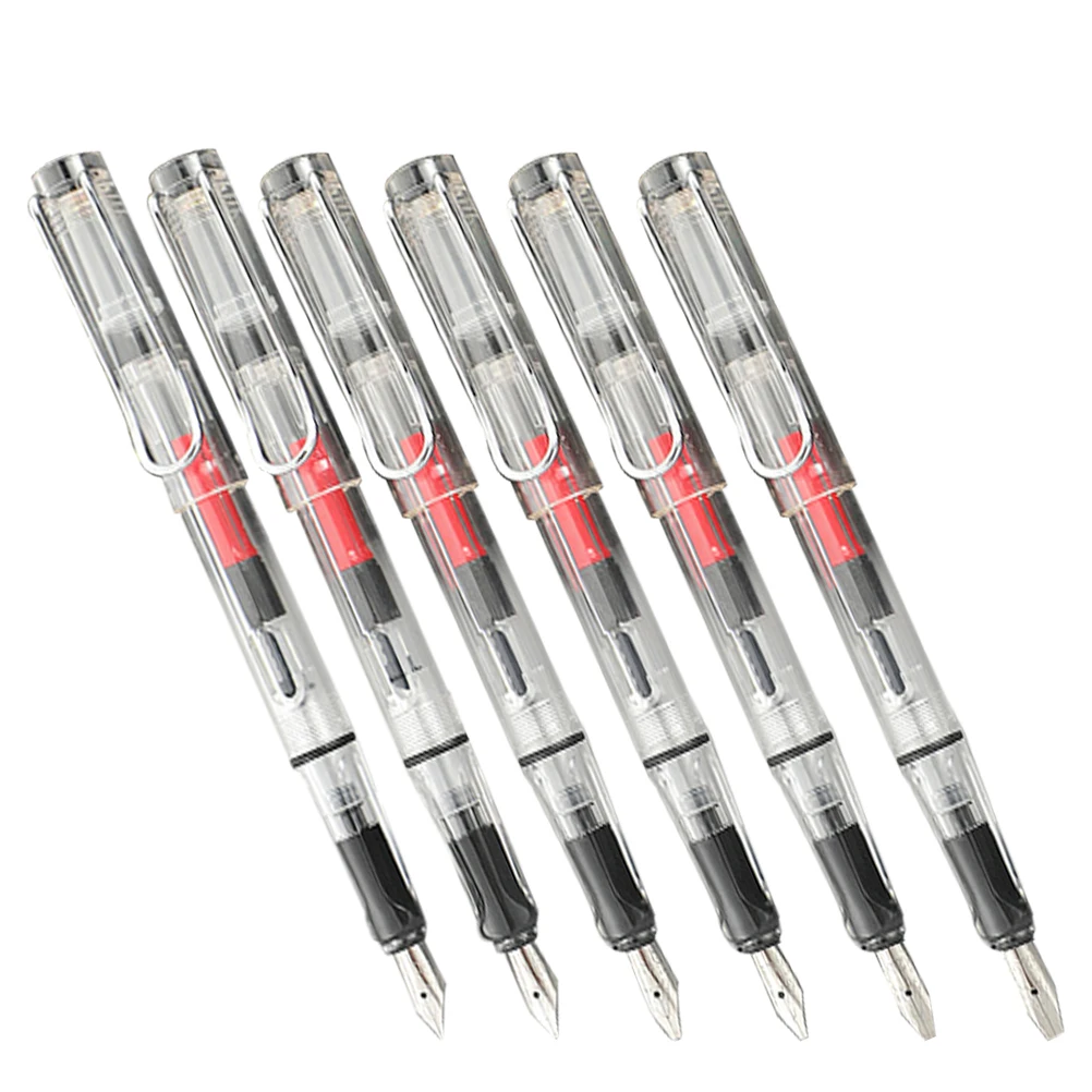 

6pcs Art Pen Drawing Calligraphy Fountain Pen Smooth Writing Portable Durable Compact Creative Transparent Simple for School