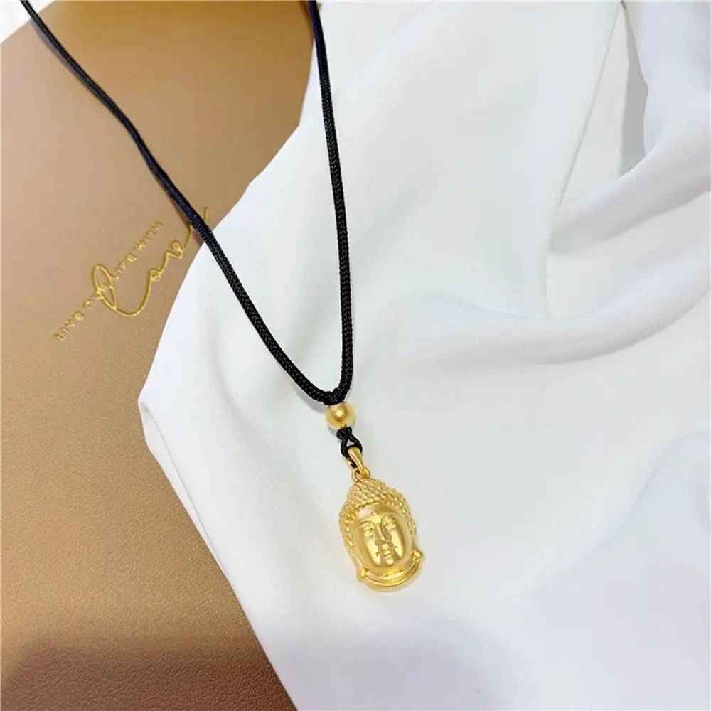 Vintage Ancient Gift Pendant Gold Color Female Buddha Head Necklace Fashion Jewelry Korean Style Necklace Women Clavicle Chain