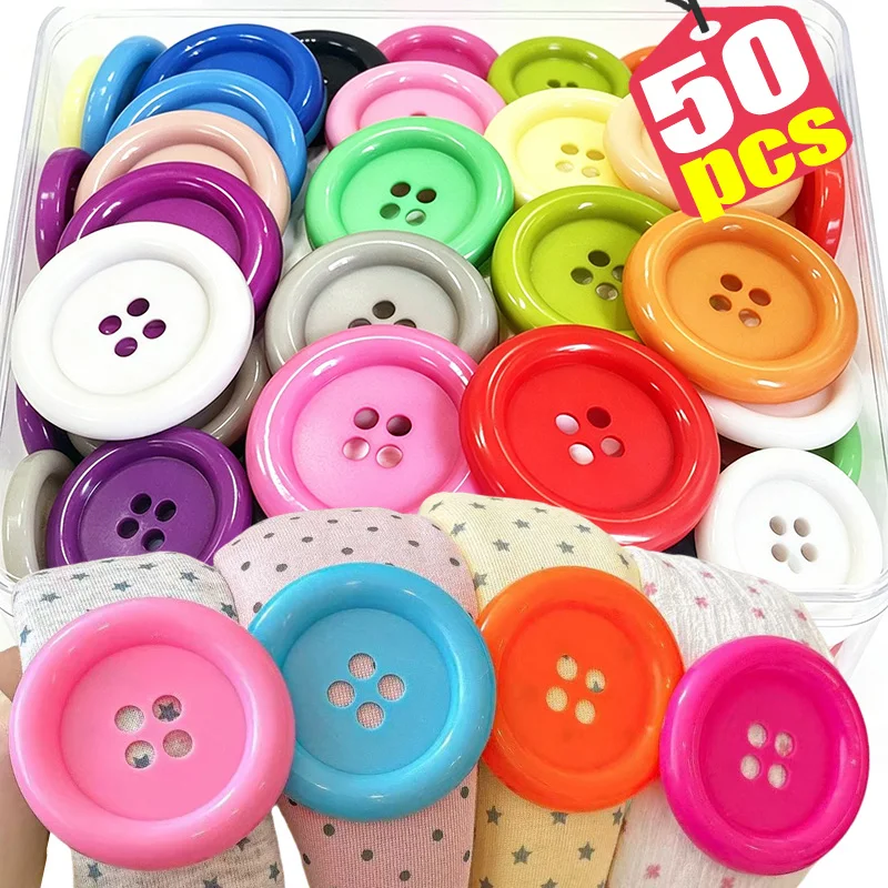 

Multicolor 50mm Large Round Four Holes Sewing Buttons DIY Craft Scrapbook Decor Buttons Clothes Garment Sewing Accessories