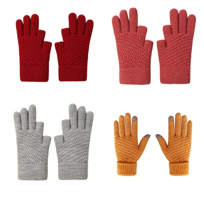 Unisex Thicken Gloves Warm Thermal Gloves Full Finger Gloves Winter Warm Gloves Stylish Gloves for Girl Boy Dropship