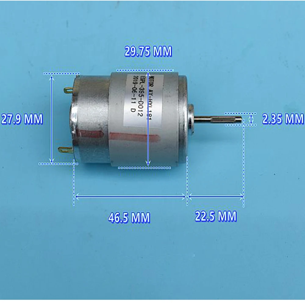 All metal 395 carbon brush DC Motor DC12V 18V 24V 36V 13300RPM High Speed High Torque Long axis low power Mute Electric Motor