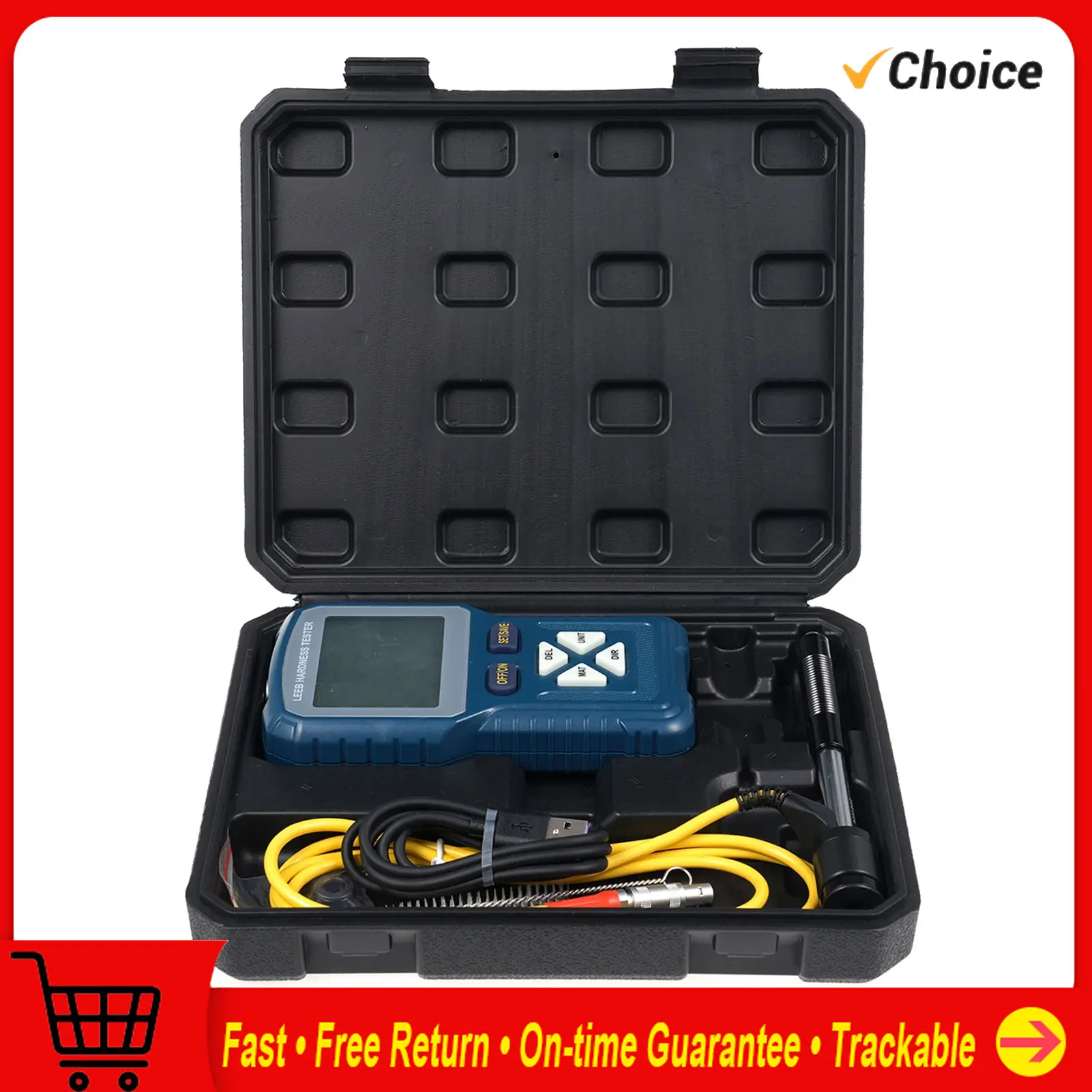 High Precision Leeb Hardness Tester Metals Hardness Test Kit Portable Digital Durometer 360° HLD HB Testing D Type Impact Device