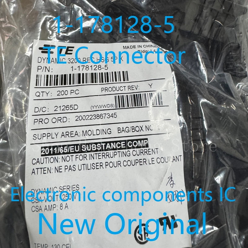 2pcs 1-178128-5 1-178128 1-1781285 TE AMP CONNECTOR Conn Housing RCP 5 POS 5.08mm Crimp ST Cable Mount Black Bag NEW
