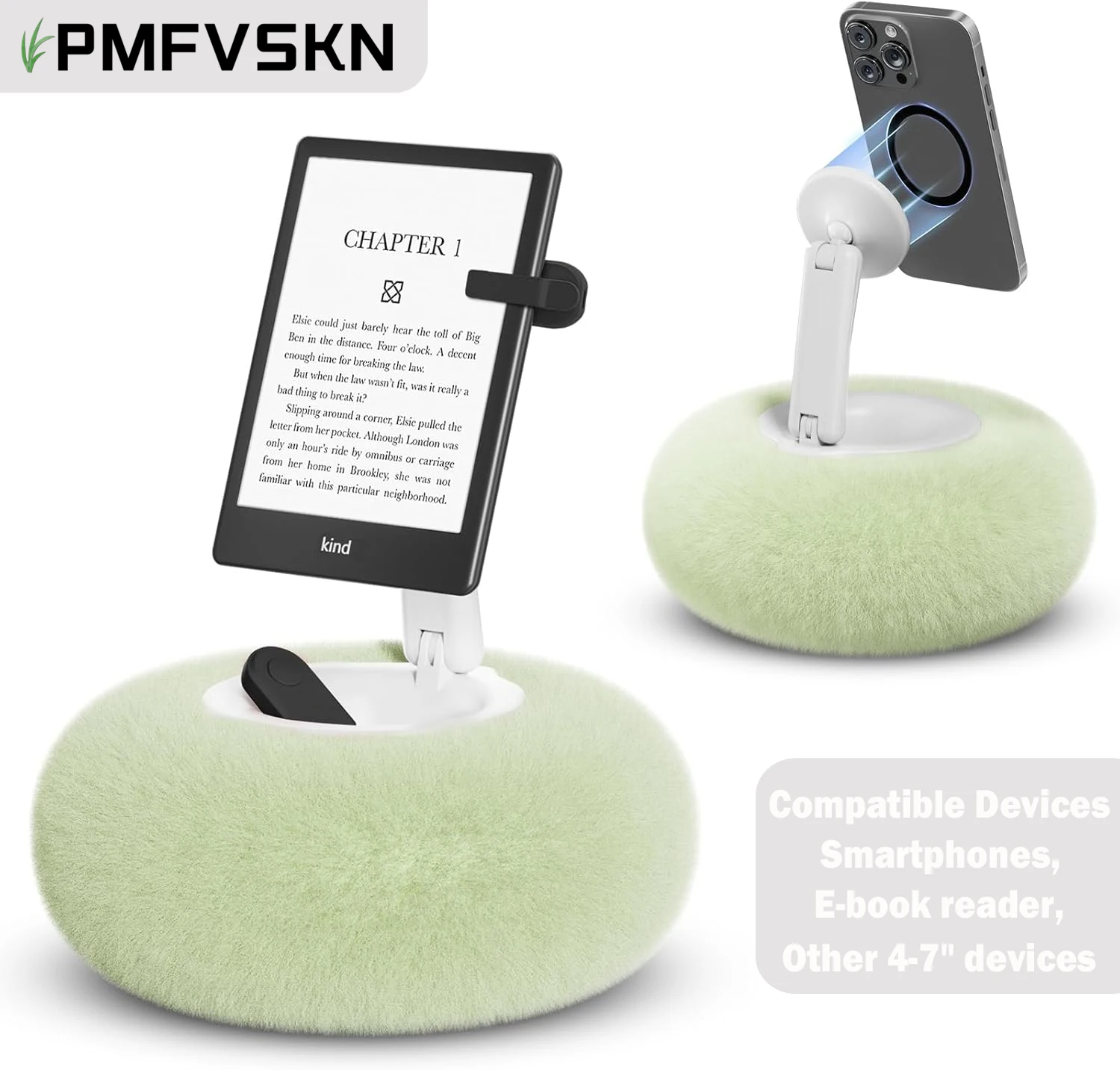 2025 Magnetic Pillow Stand for Kindle E-Book, 3.5-7' Tablet or Other Devices, Adjustable Pillow Phone Holder for Reading on Bed