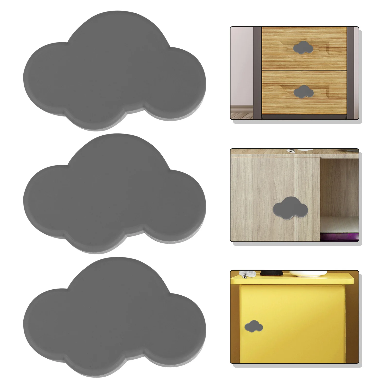 

6pcs Cloud Shape Cabinet Handle Rubber Grip Zinc Alloy Base For Drawer Door Furniture Pulls Accessory Hardware Decor
