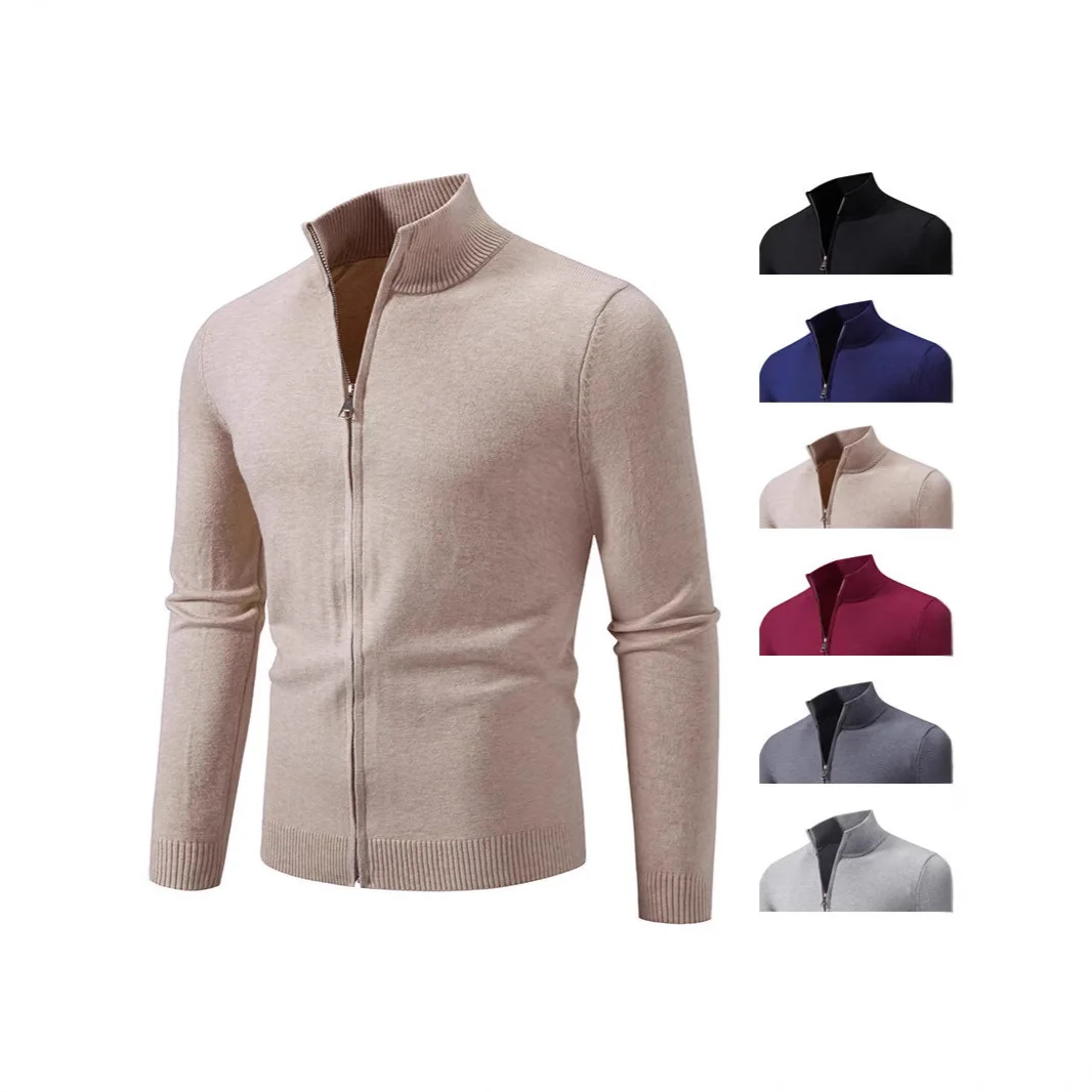 

Autumn And Winter New Men's Stand-up Collar Casual Cardigan Knitted Sweater Fashion Zipper Slim-fit Sweater Jacket