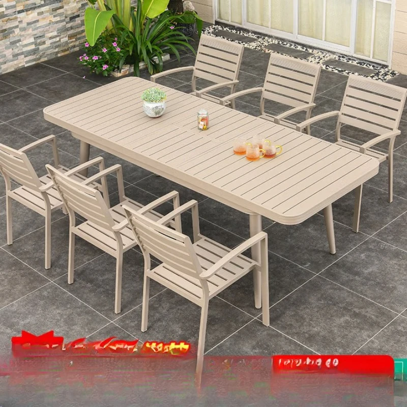 

Garden aluminum alloy table, terrace balcony champagne color, aluminum alloy casual table and chairs