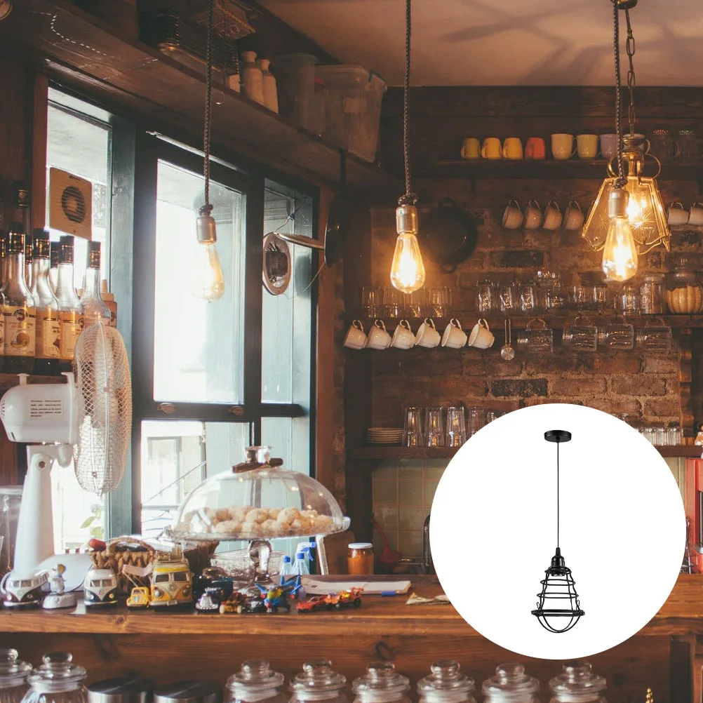 

Iron Cage Pendant Light Durable Retro Ceiling Lamp Simple Structure Warm Illumination Home Bar Restaurant nament