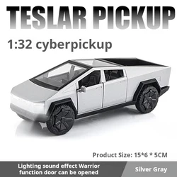 1:32 Cybertruck Pickup Alloy Car Model Diecasts Metal Toy Off-road Vehicles Sound and Light Simulation Collection Kids Gifts