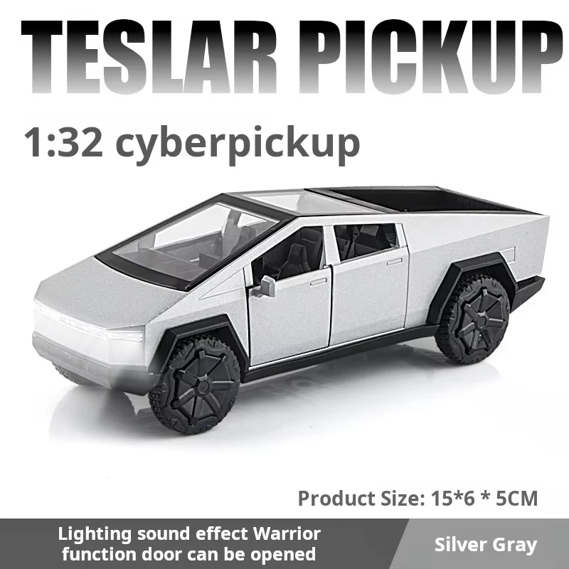 1:32 Cybertruck Pickup Alloy Car Model Diecasts Metal Toy Off-road Vehicles Sound and Light Simulation Collection Kids Gifts