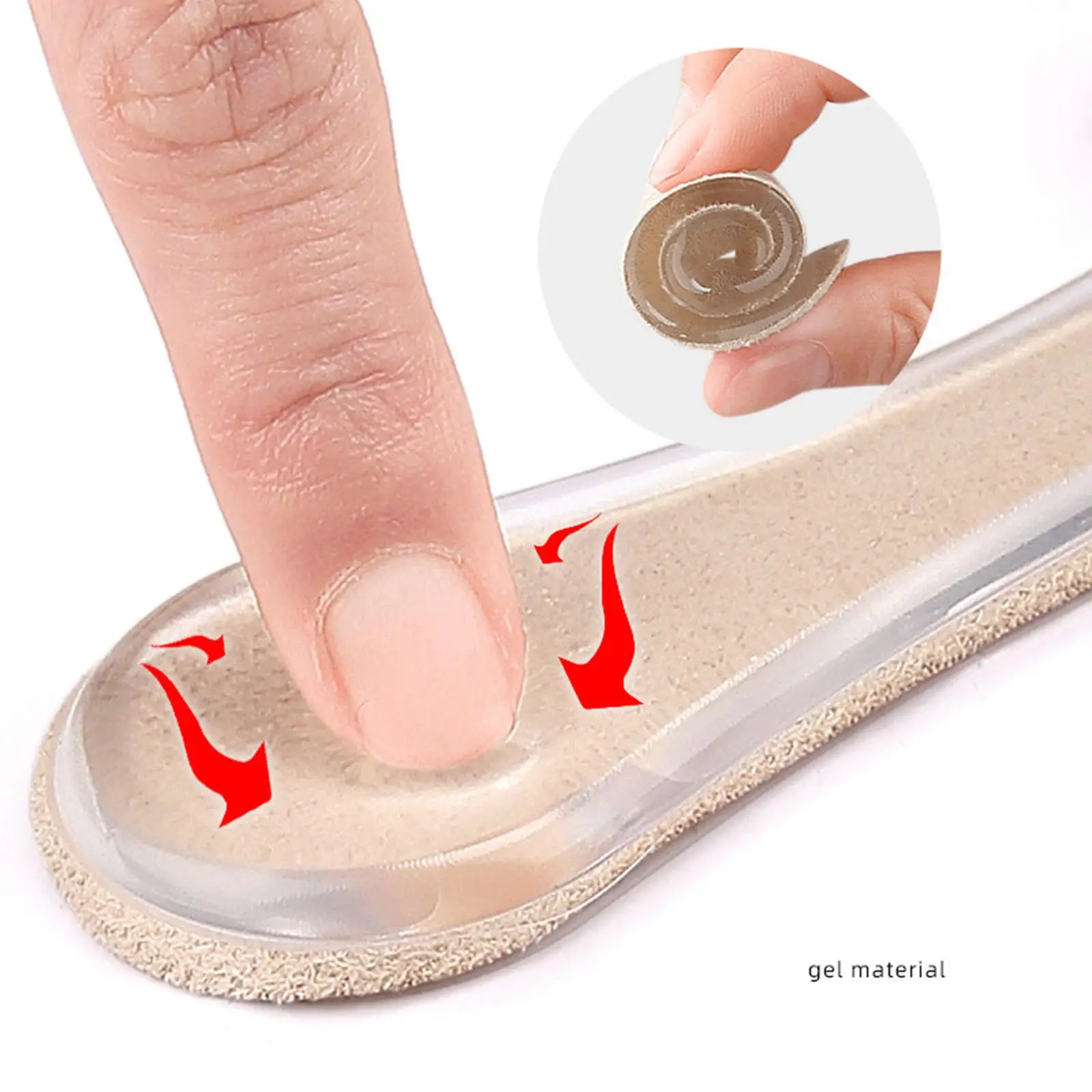 Lightweight Gel Arch Insole Suede Heel Protector Inserts for Work Shoes Comfortable Relief