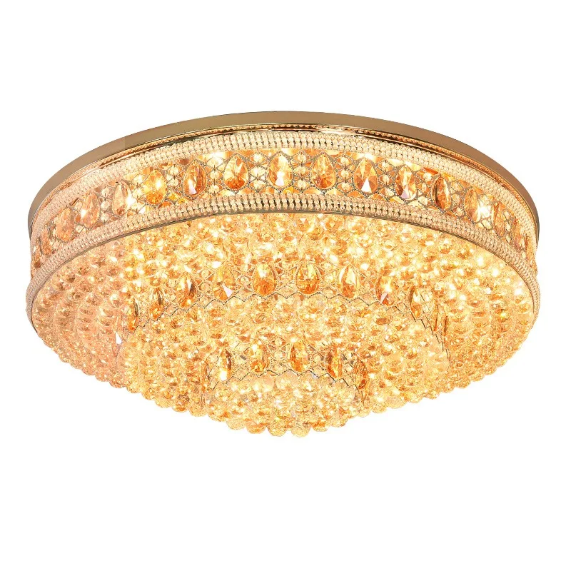 Imagem -06 - Europeu Grande Lustre de Teto de Cristal Lâmpadas Led Clássicas de Luxo Luzes Redondas Douradas Home Decor Lustre Eletrodoméstico