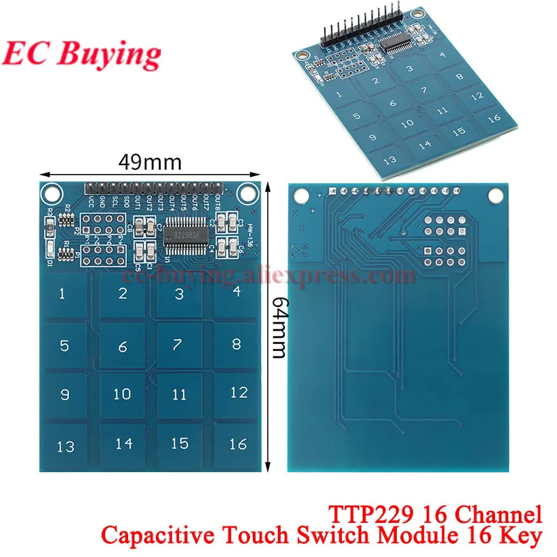 1Pc-10Pcs TTP229 16 Channel Digital Capacitive Touch Switch Sensor Module 16 Key Touch For Arduino