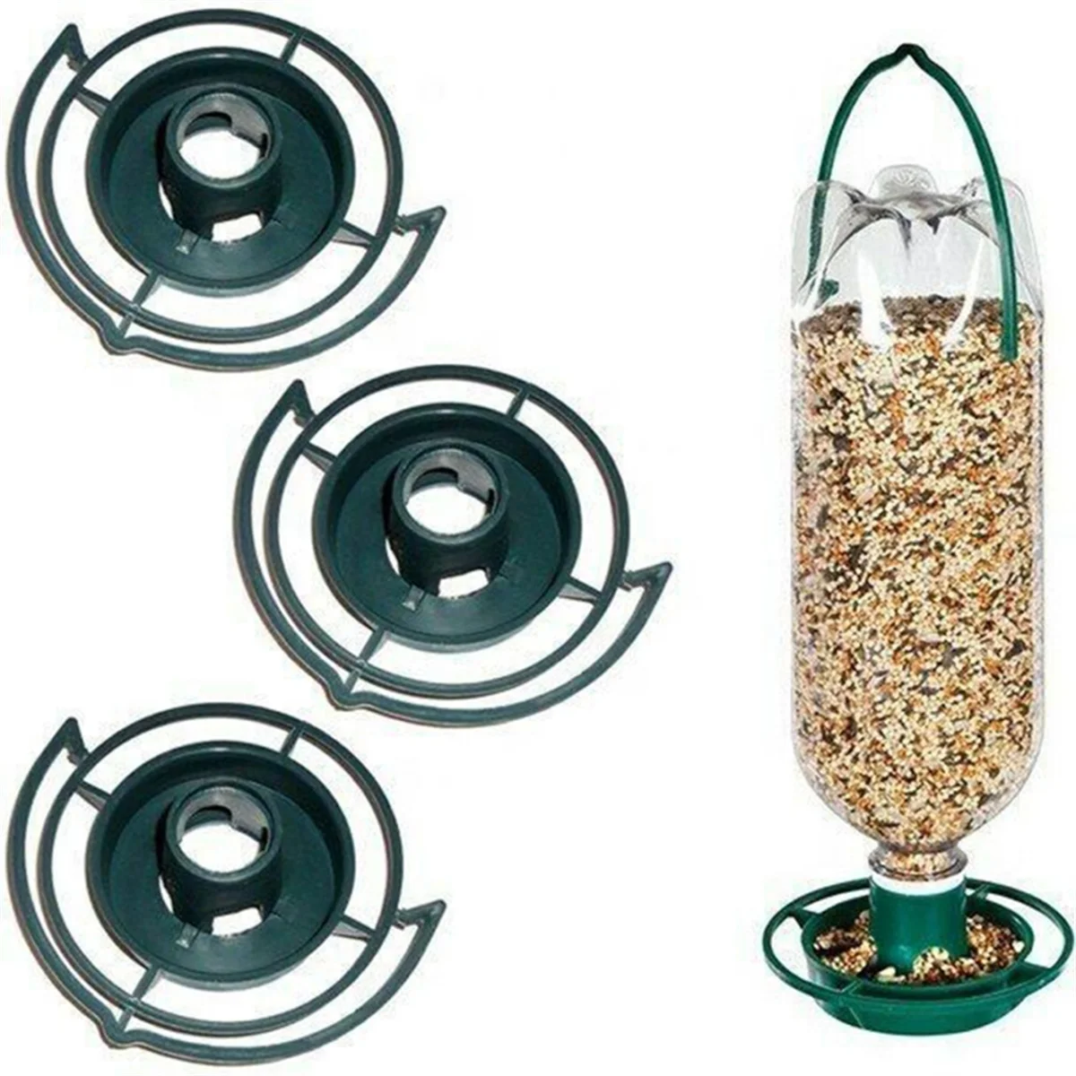 Outdoor Bird Feeder Automatic Hanging Plastic Feed Bowl for Parrot Pigeon Pet Indoor Bottle Mouth Docking 1PCS