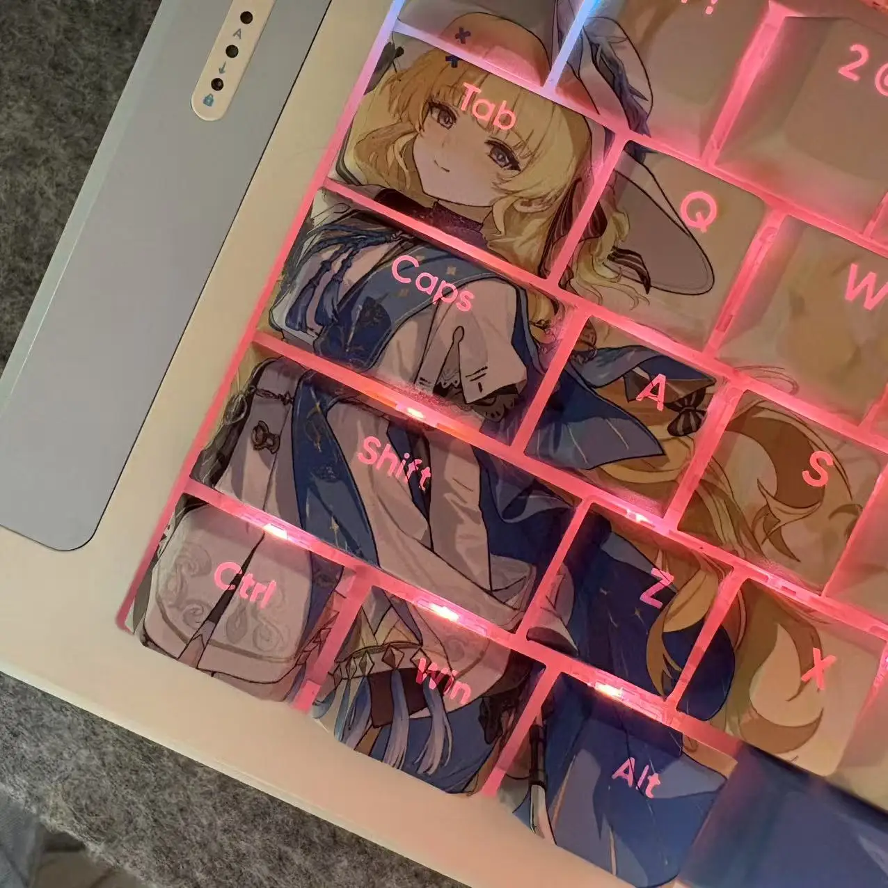 128 キー Wuthering Waves キーキャップ フィービーテーマキーキャップ PBT DYE-Sub チェリープロファイルキーキャップ メカニカルキーボードアクセサリー用