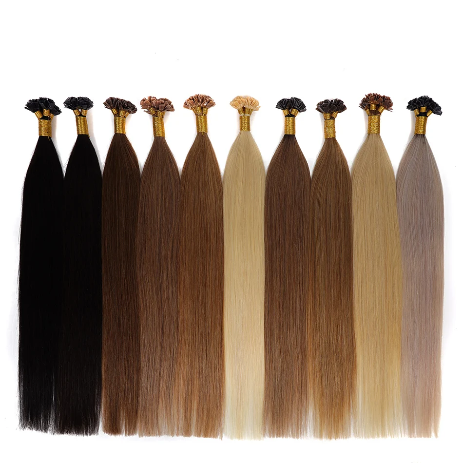

BHF прямые человеческие волосы с плоским кончиком, 1 г/шт., блондинка, коричневый, прямые, итальянские, кератиновый клей, человеческие волосы Fusion для салона