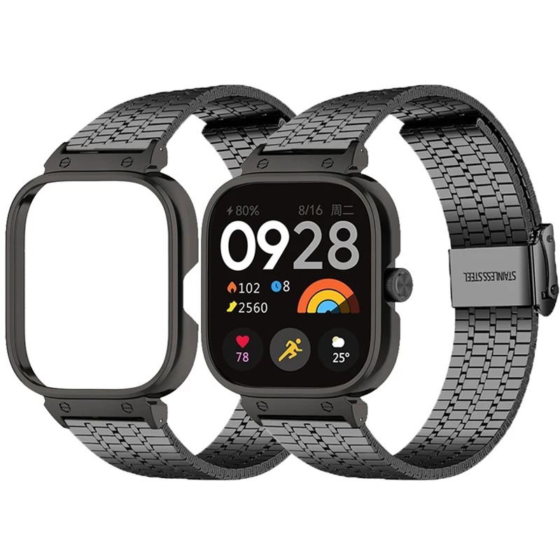 Для Redmi Watch 4, металлический ремешок, защитный чехол для redmi watch 4, ремешок для часов из нержавеющей стали для redmi watch 4, рамки для браслета