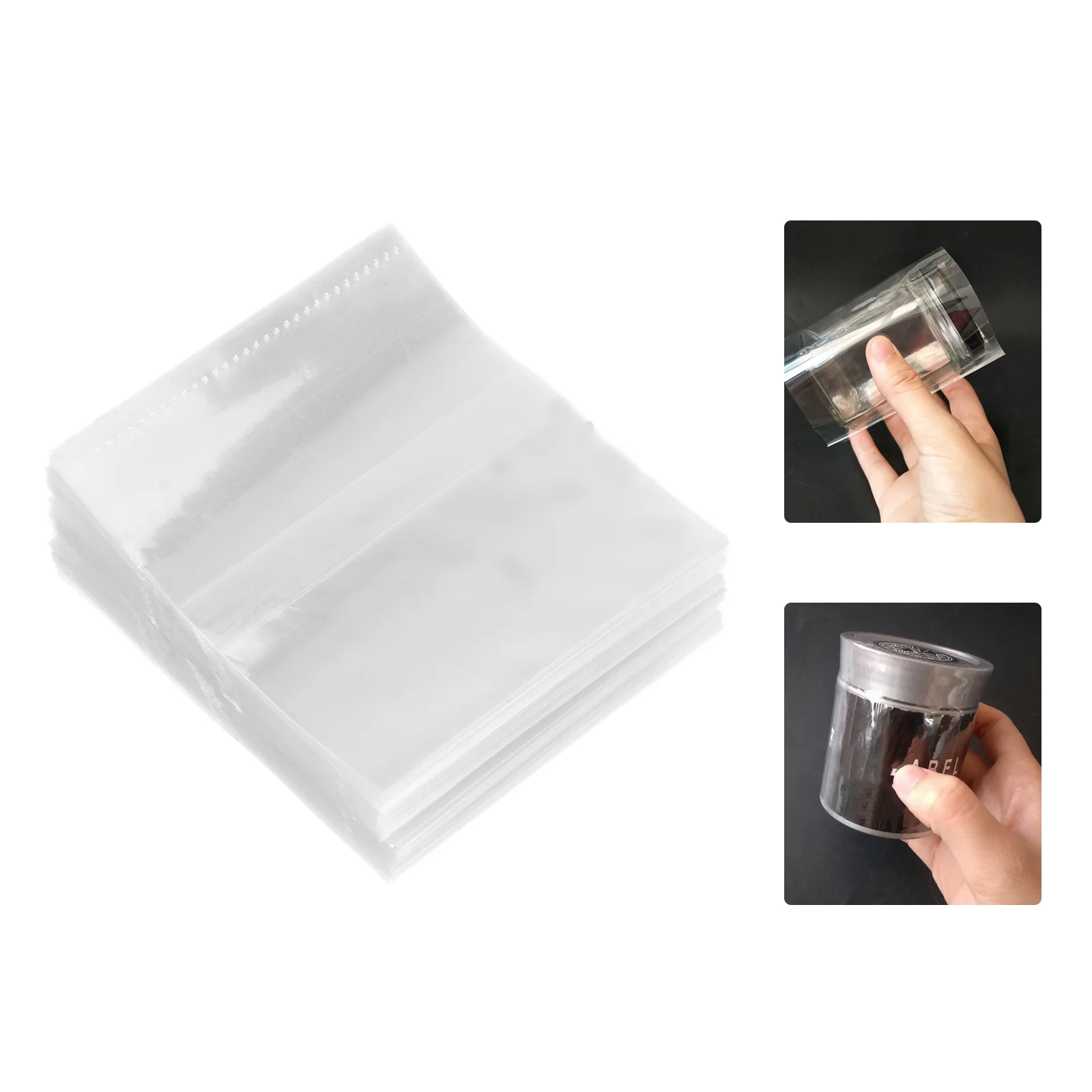 200 Pcs Transparent Heat Shrink Bags Film Bottle Sealers Pvc Shrinkable Packaging Protector