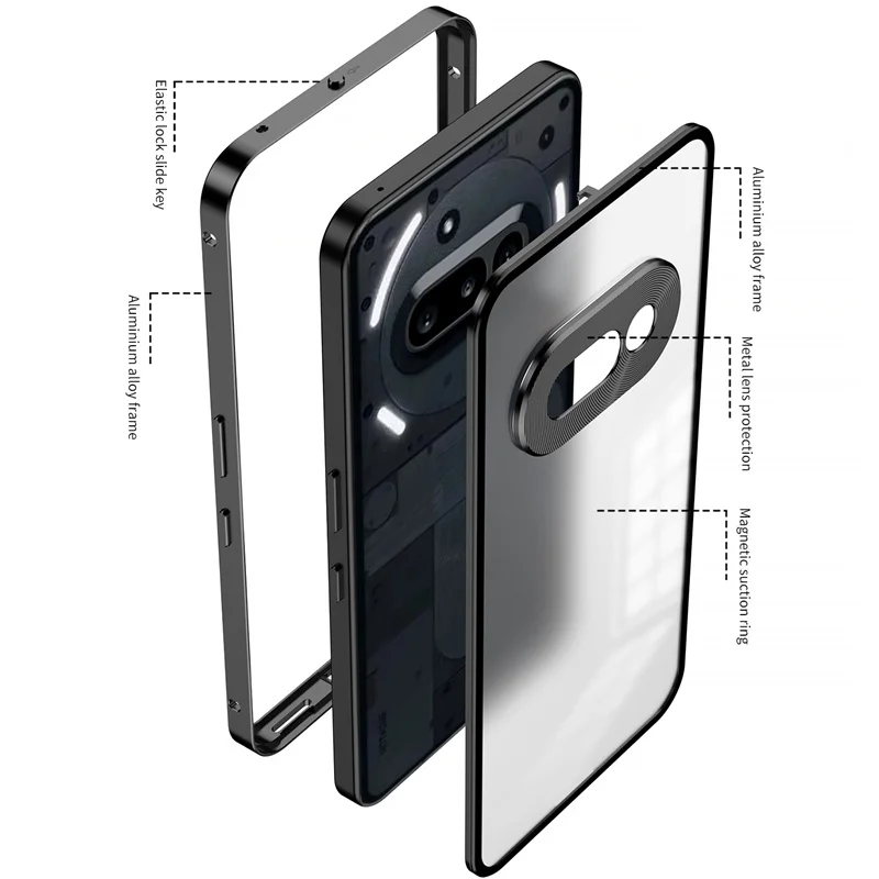 Nothing Phone 3A Pro Case Metal Aluminum Bumper with Half Clear Matte Hard Back Cover Phone Case for Nothing Phone 2A Phone3APro - Image 4