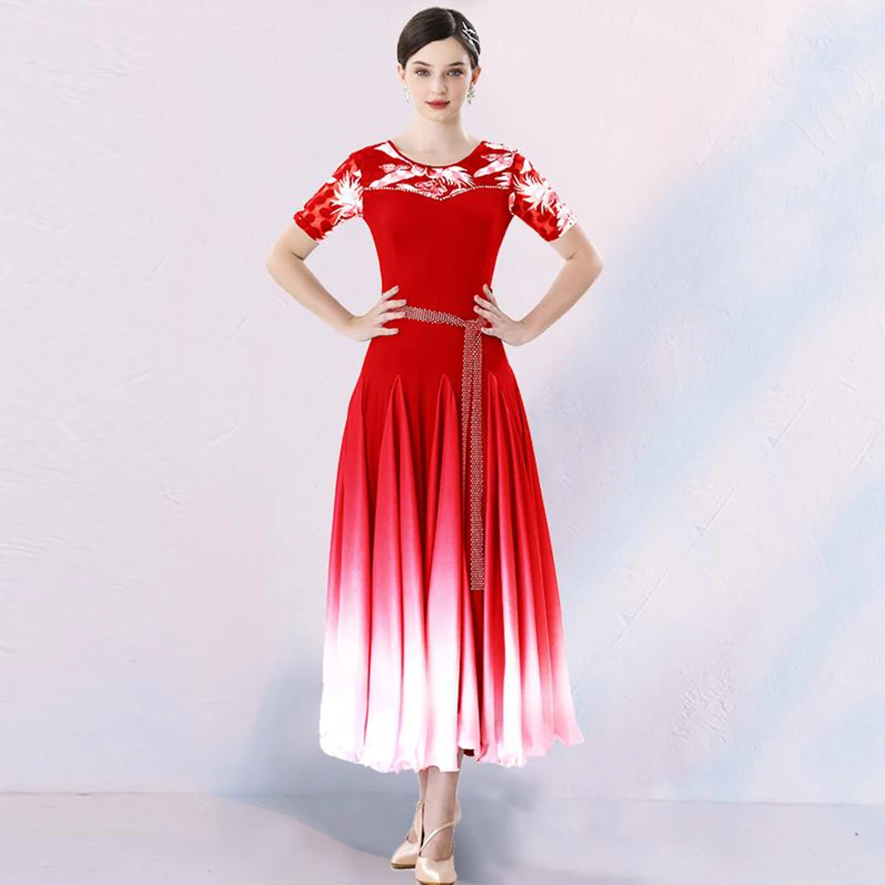 Ballroom Dance Dress 2023 New Lace Women Performance Modern Practice Clothes Big Swing Waltz Tango Party Stage Dancewear Costume