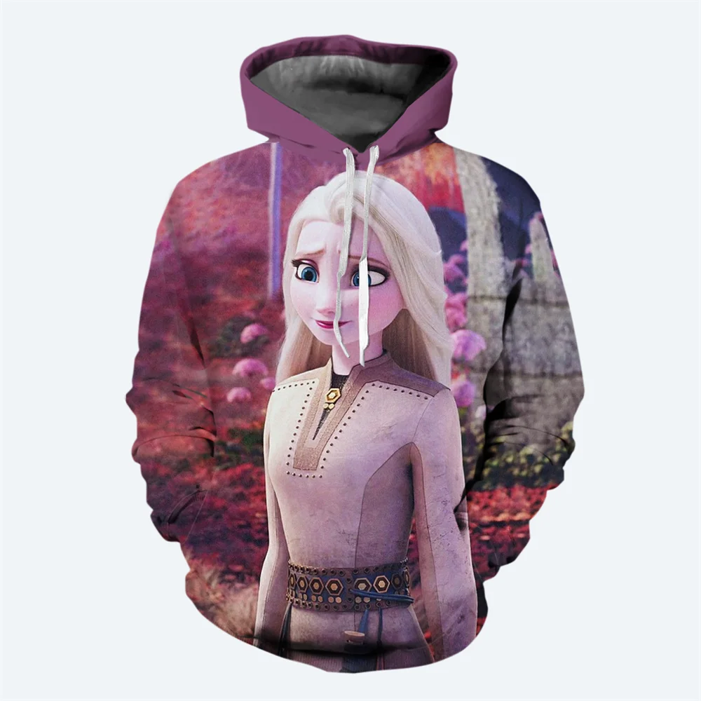 Felpa con cappuccio per ragazza Frozen di nuovo stile Anime Maglione con motivo Elsa stampato in 3D Felpa con cappuccio per bambini da strada alla moda stile casual classico