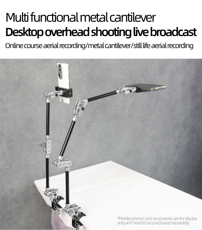 BEXIN Multifunktionaler Drehbarer Teleskop-Universalarm aus Aluminiumlegierung, Tischhalterung, Kombinations-Set – Detail 6