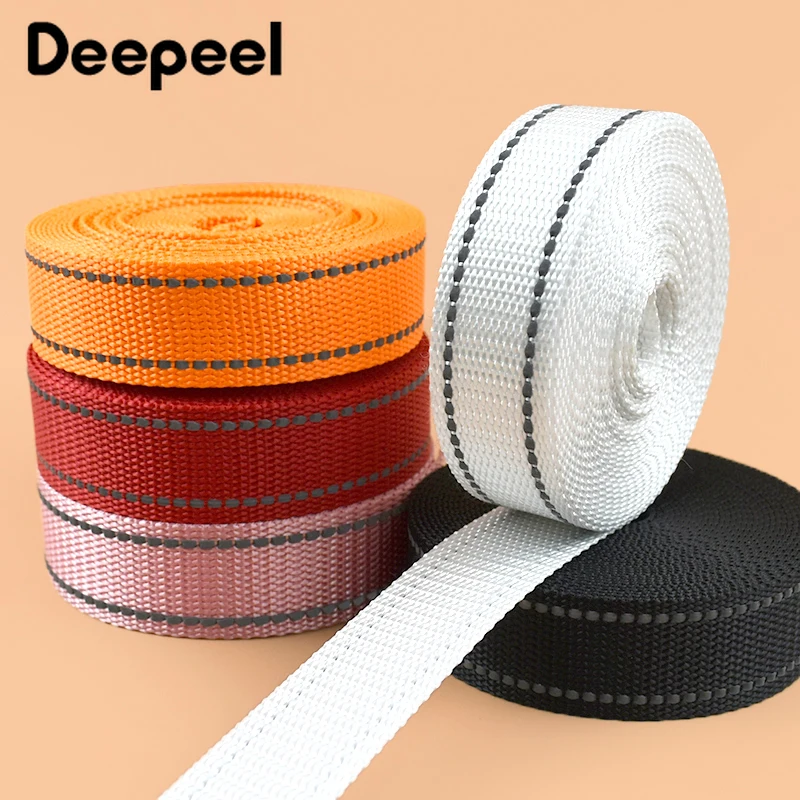 

5Meter 25mm Reflective Webbing Tape Backpack Strap Dog Collar Garment Sewing Belt Bag Decor Bias Binding Ribbon Band Accessories
