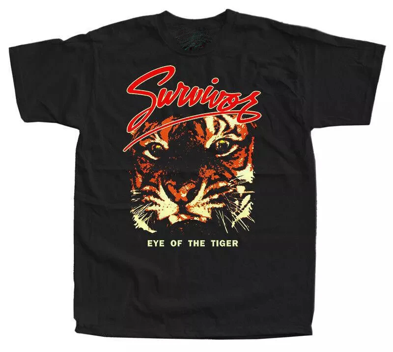 

Summer Vintage Survivor Band Eye of Tiger Cotton Shirt Reprint Allsi Oversized Sweat-absorbing Fashion European American