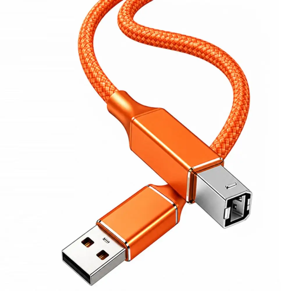 USB 2.0 USB Printer Cable 480Mbps Plug And Play USB-B Data Cord Stable Transmission Nylon Braided Printer Sync Lead