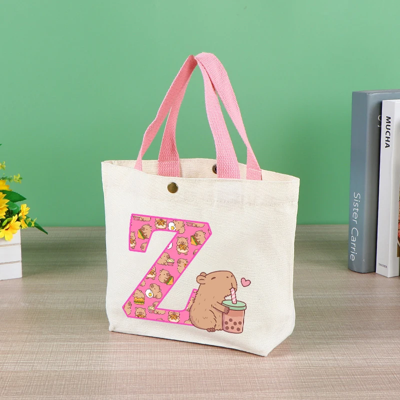 Immagine 6: Capibara Borsa tote carina per donna Anime Capybara Lettera AZ Borsa per ragazze Shopping Viaggi Organizzare Custodia in tela Regalo Vendite calde