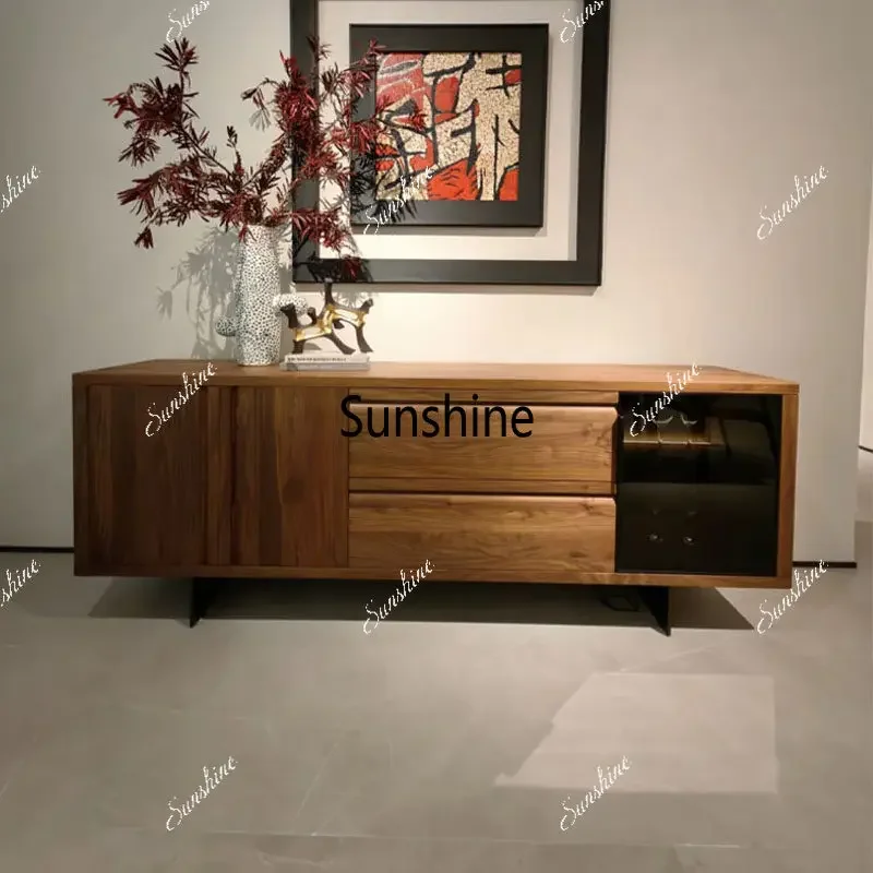 

Living room small apartment TV cabinet modern simple solid wood storage cabinet dining side cabinetTJ