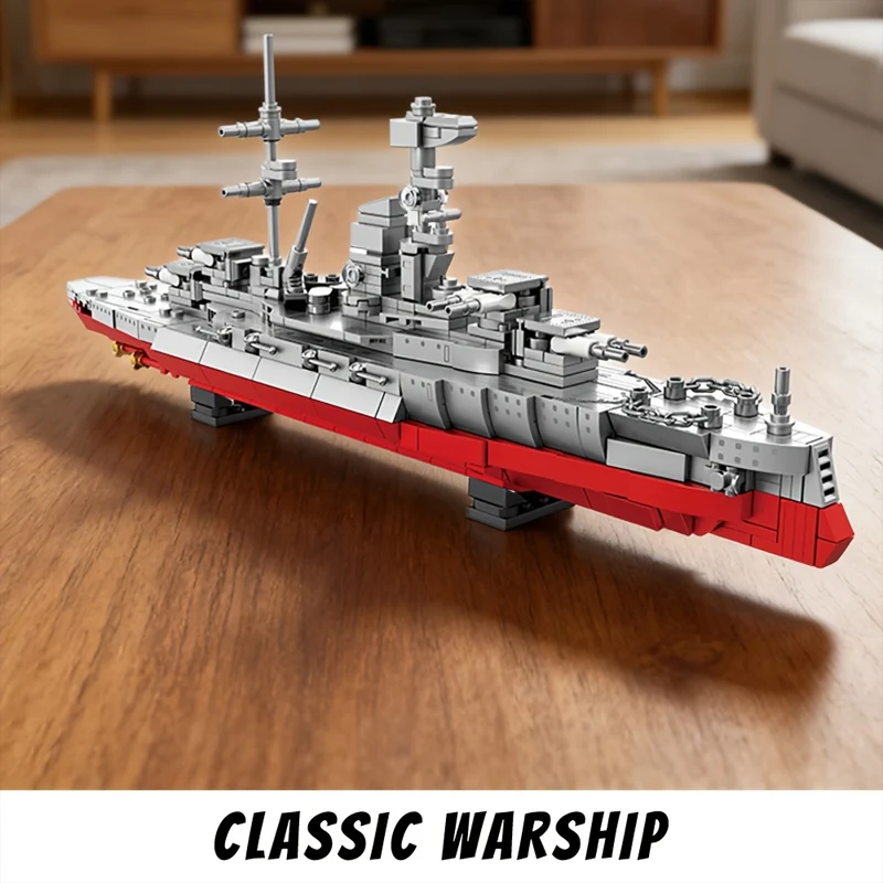 Military Series Revenge-class Battleship Model Building Block Set,Destroyer & Cruiser,DIY Decorative Collectible,Holiday Gift