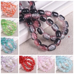 Cuentas sueltas con forma de cilindro ovalado para fabricación de joyas, cristal craquelado colorido de 30 piezas, 9,5x8mm, accesorios para manualidades DIY