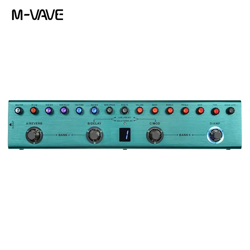 Tank-G MVAVE Guitar Multi-Effects Pedal Rechargeable 36 Presets 9 Preamp Slots 8 IR Cab Slots 3 Modulation/Delay/Reverb Effects