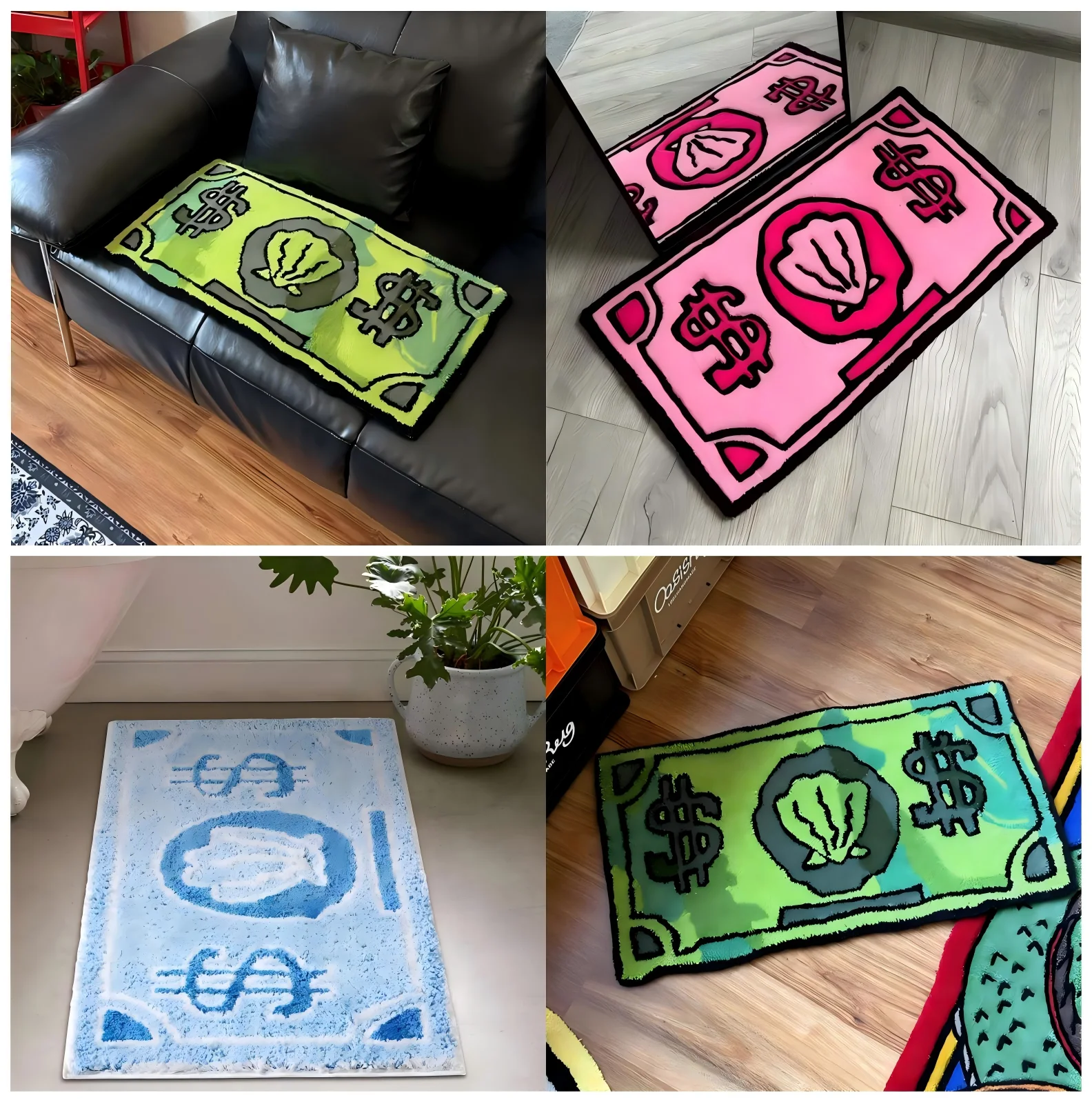 

VIKAMA Coin Faux Cashmere Carpet Bathroom Absorbent Non-slip Pad Bedroom Decorative Bedside Rug Dirty Resistant Home Decorating