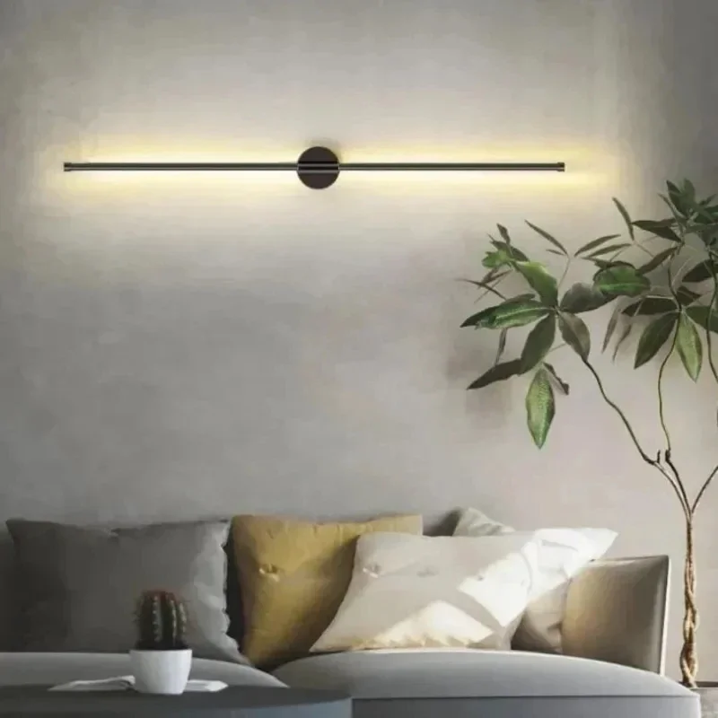 Lámpara LED de pared moderna, tira de luz larga de 80/sala de estar 100CM para, dormitorio, mesita de noche, pasillo, accesorio de iluminación para decoración del hogar