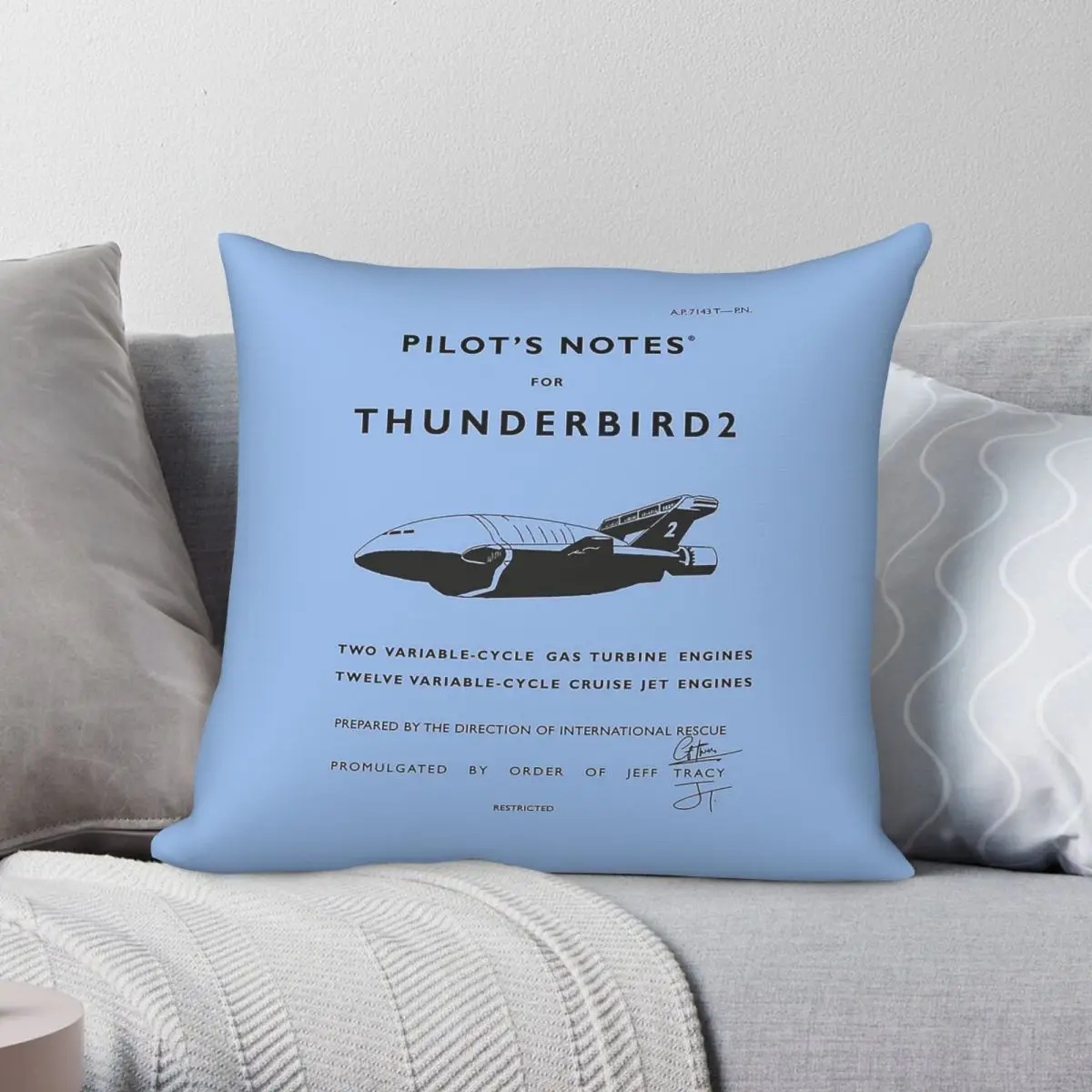 Pilot's Notes For Thunderbird Pillowcase Polyester Linen Velvet Pattern Zip Decorative Room Cushion Cover 45x45