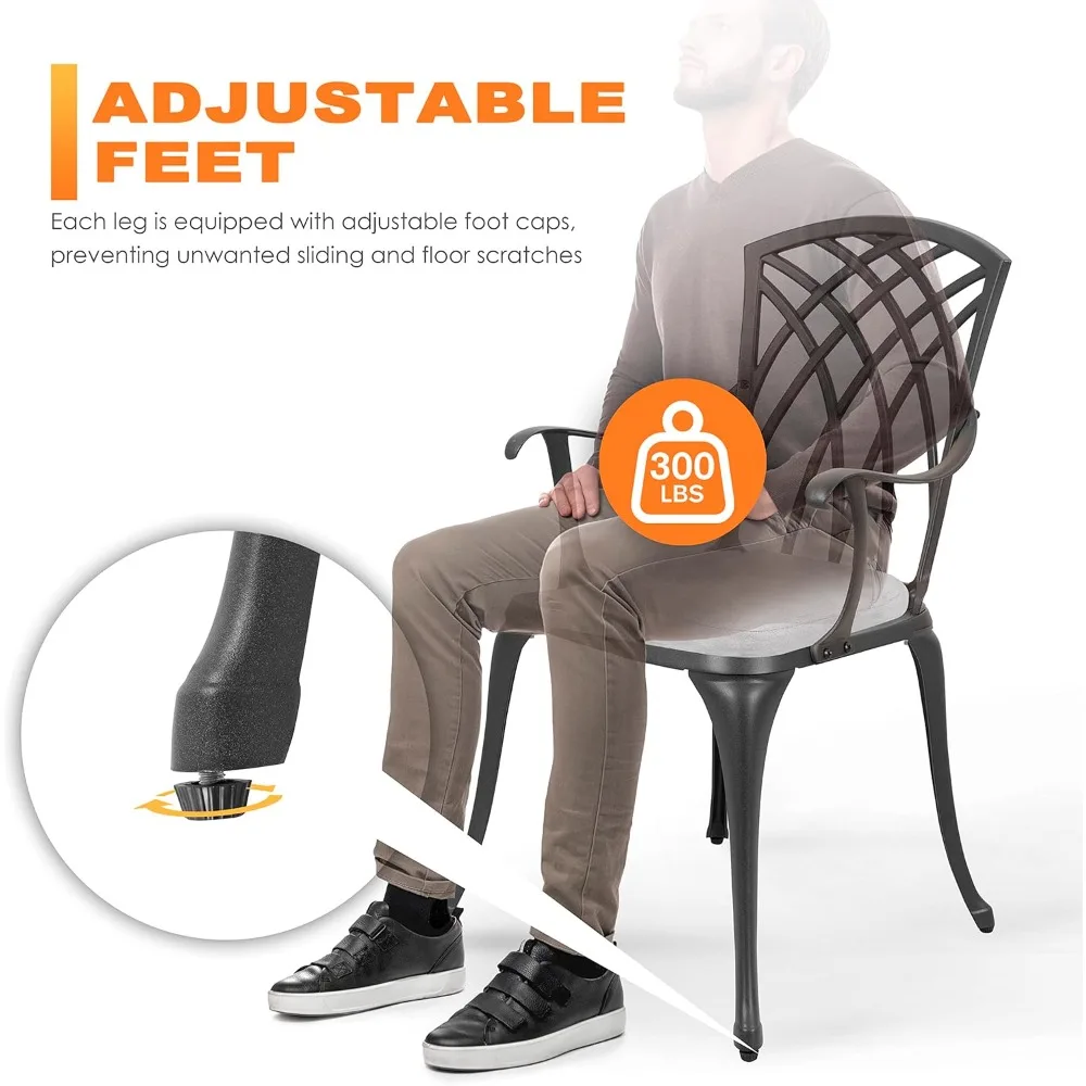 طقم بيسترو مكون من 3 قطع من الألومنيوم المصبوب في الهواء الطلق طقم بيسترو وطاولة فناء وكراسي مكون من قطعتين مع فتحة مظلة ووسائد رمادية