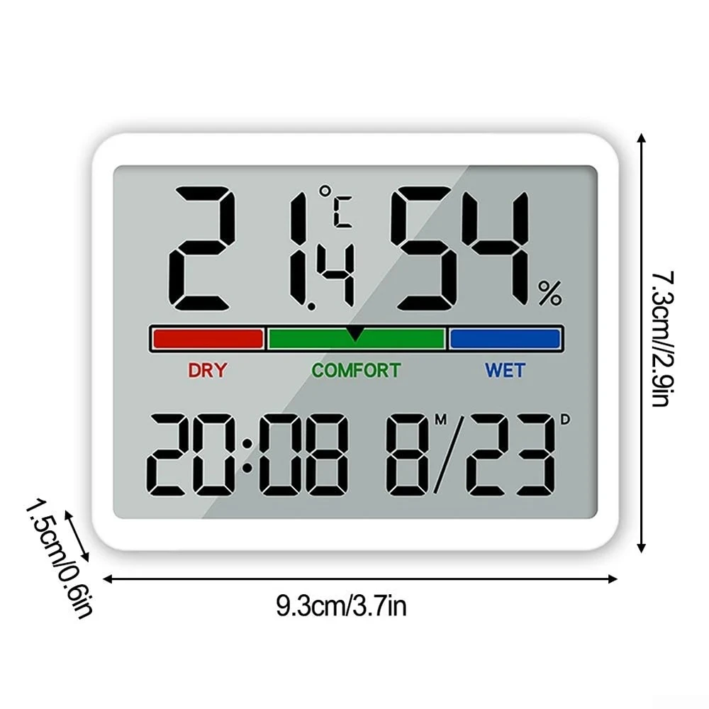 ساعة رقمية إلكترونية رفيعة قابلة للتركيب على الحائط، ساعة منبه صغيرة بشاشة LCD مغناطيسية، متعددة الوظائف، درجة الحرارة والرطوبة، ساعة إلكترونية