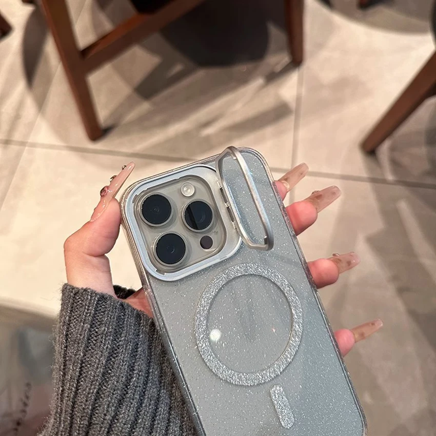 아이폰 16 15 14 13 Pro 12 Max Plus 16Pro 투명 폰케이스 글리터 15Pro 커버 하드쉘 (보이지 않는 브라켓)