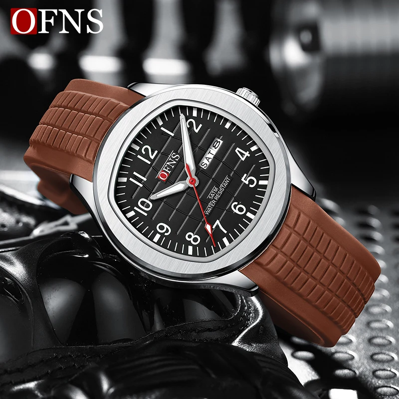 OFNS Hot sale Fashion Men\'s Watch 50M Waterproof Luxury Luminous Date Week Multifunction Business Male Quartz Wristwatch Relogio