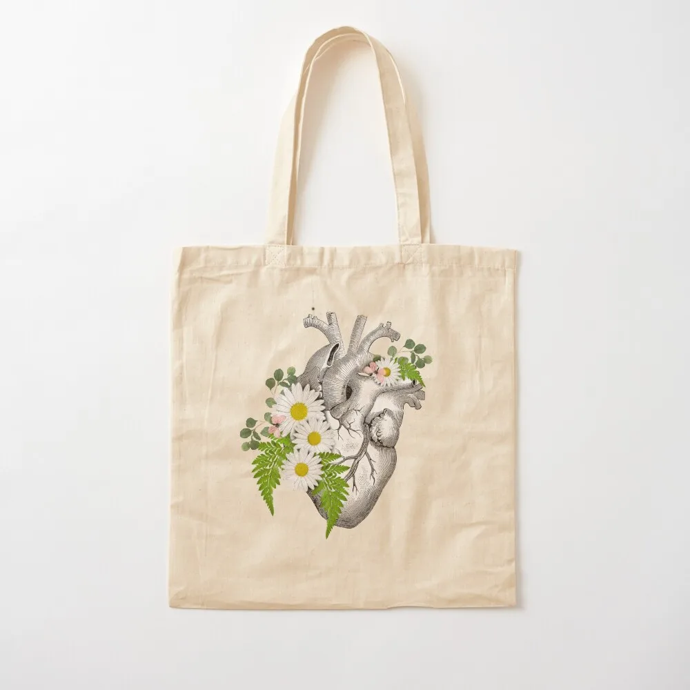 Bloom daisy Heart Human Anatomy Tote Bag Cloth bag custom fabric bag tote bags aesthetic free delivery bags