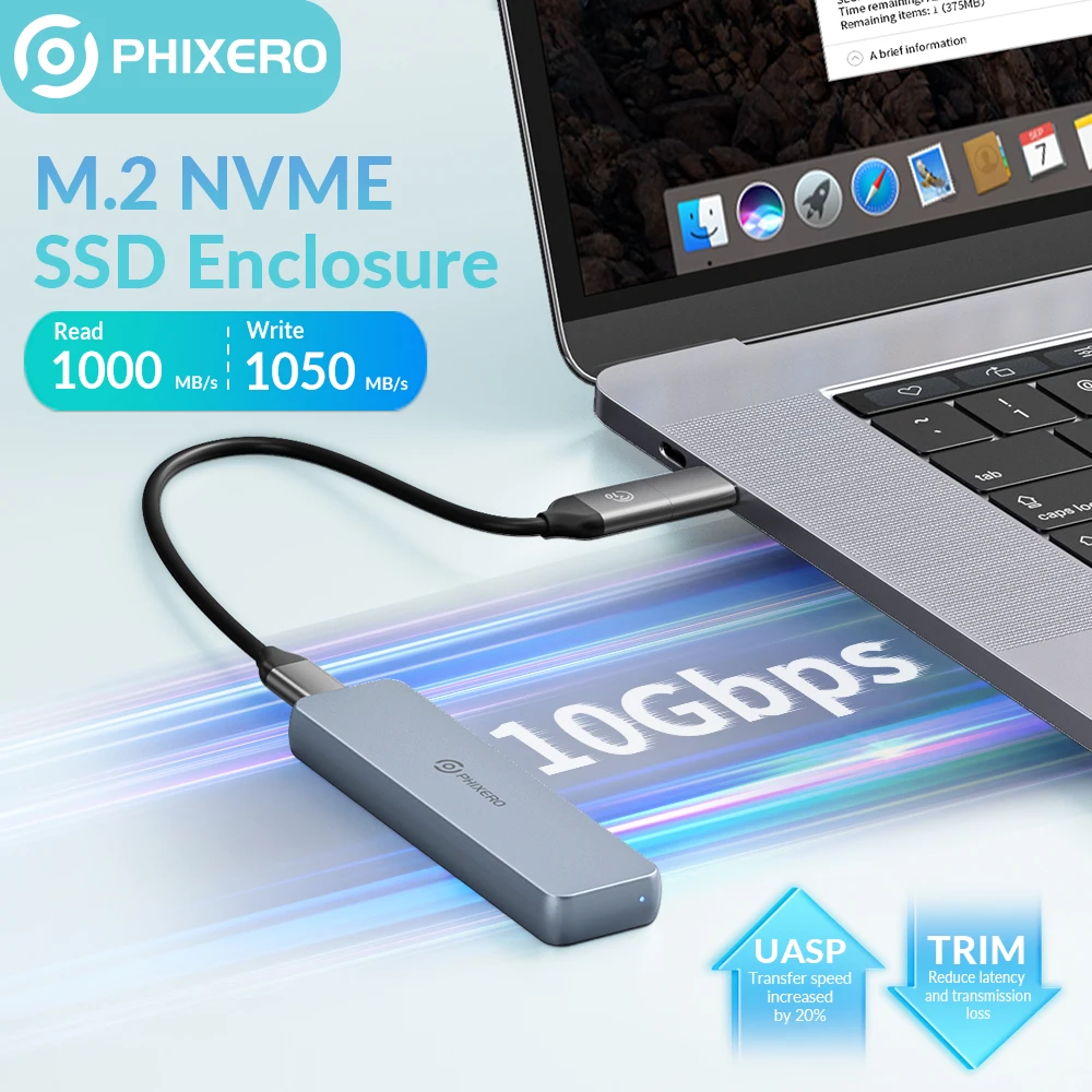 PHIXERO M2 NVME SSD 2230 zewnętrzny HD obudowa SATA 3.0 HD obudowa typu-C 10Gb 2242 2260 2280 B M klucz miejsce na dysku twardy