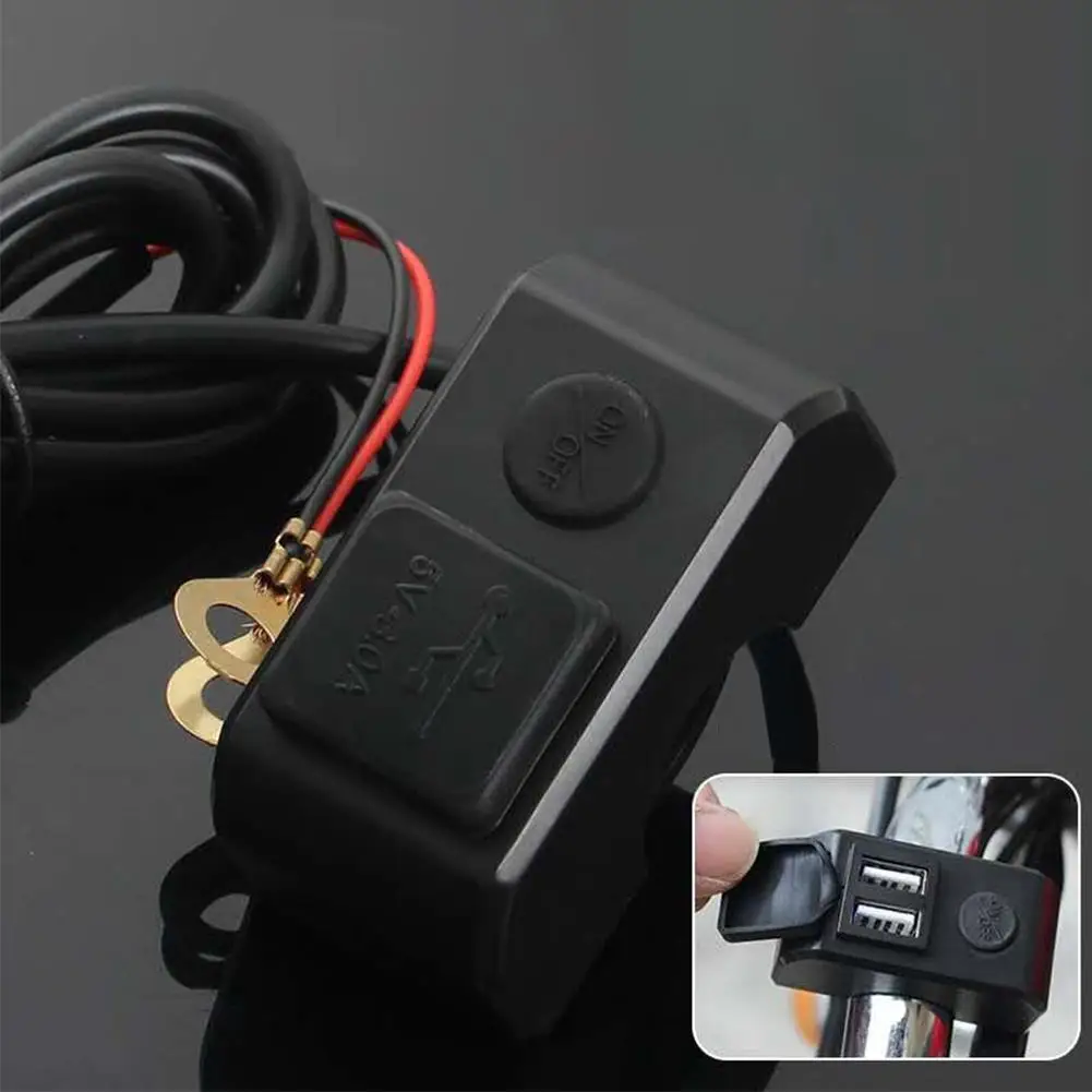 Motorcycle Handlebar Charger Waterproof Dual Usb Port 12v To 5v 3a Fast Charging Adapter Power Supply Socket For Smartphone